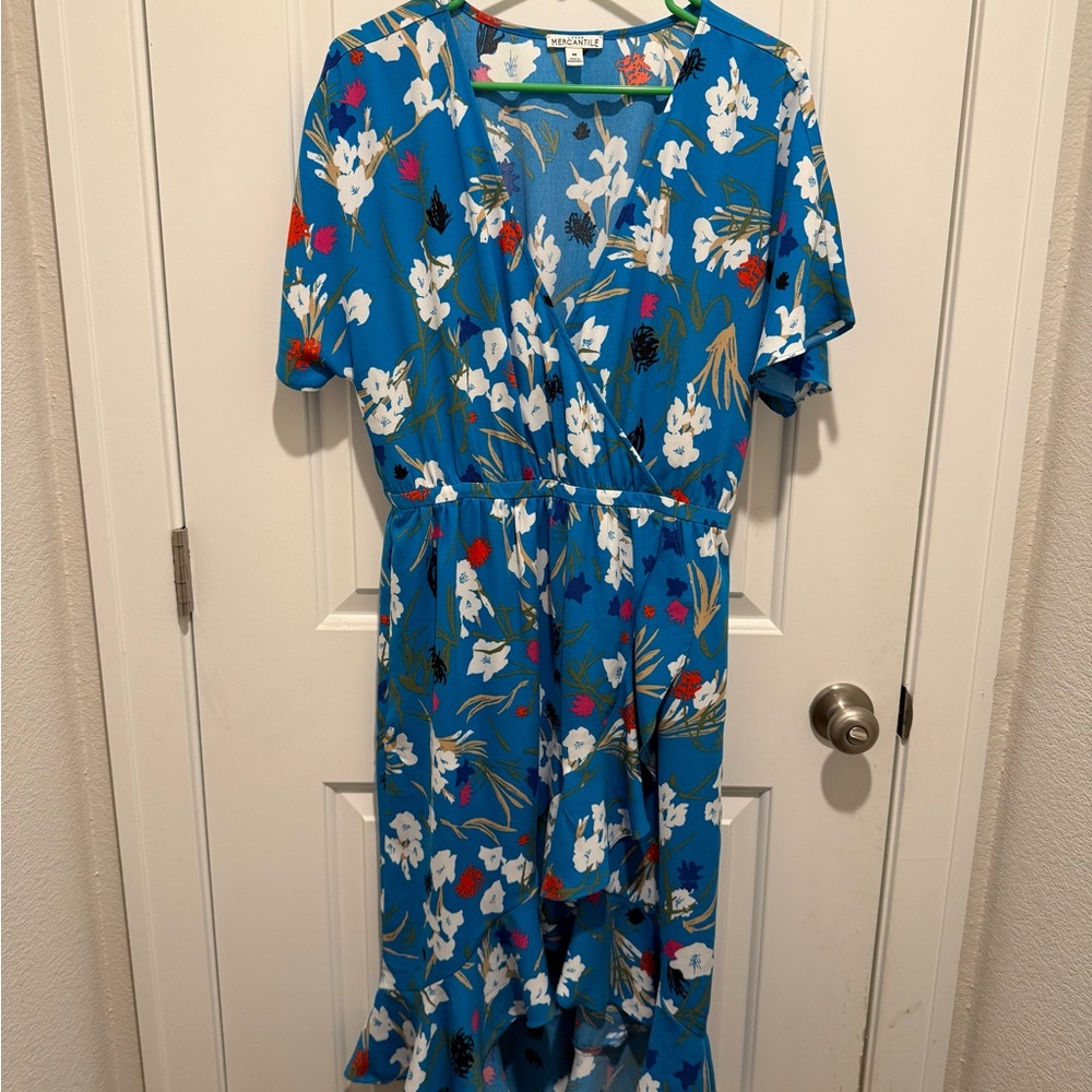 J. Crew Blue Floral High Low Dress
